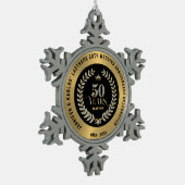 50周年記念結婚ローレルきらめくリース スノーフレークピューターオーナメント (左)