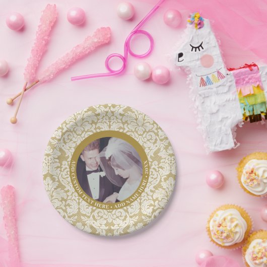 50周年記念結婚写真とレース ペーパープレート (パーティー)