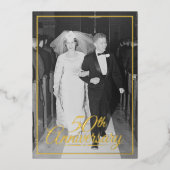 50周年記念結婚写真と金ゴールド 箔招待状 (正面)