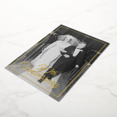 50周年記念結婚写真と金ゴールド 箔招待状 (回転した状態)