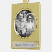 50周年記念結婚写真テンプレート3 ゴールドプレートバナーオーナメント (左)