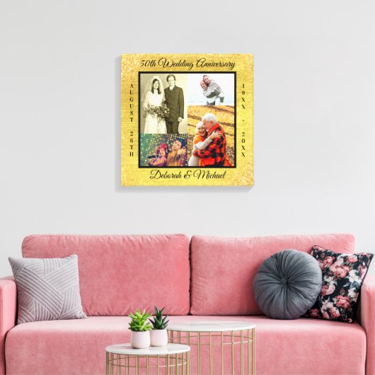 50周年記念結婚写真パーソナライズされた キャンバスプリント (インサイチュ (リビング))