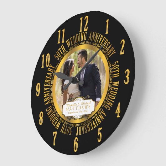 50周年記念結婚写真記念 ラージ壁時計 (傾斜)