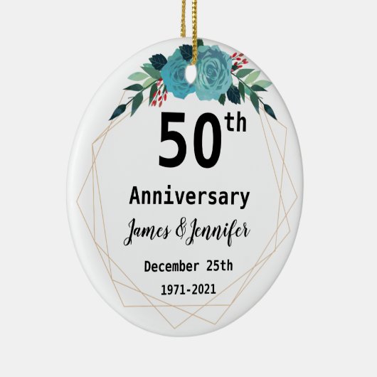 50周年記念結婚名前をカスタムすると年 セラミックオーナメント (右)
