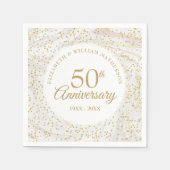 50周年記念結婚大理石金ゴールドダスト スタンダードカクテルナプキン (正面)