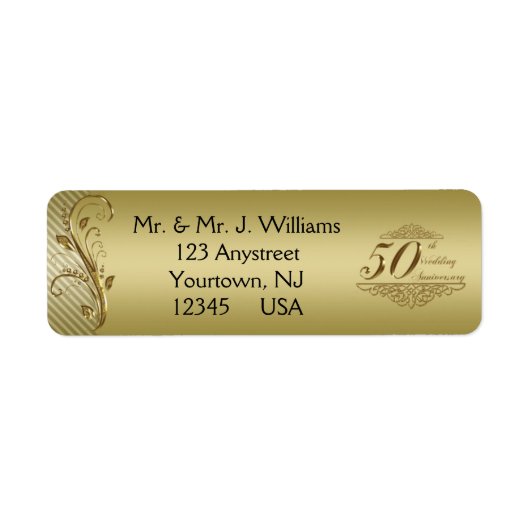 50周年記念結婚差出人住所ラベル ラベル (正面)