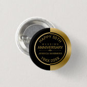 50周年記念結婚幾何学模様ブラック&金ゴールド 缶バッジ (正面&裏面)