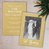 50周年記念結婚式の招待状（写真付き） - ブラシ仕上げのゴールド 招待状