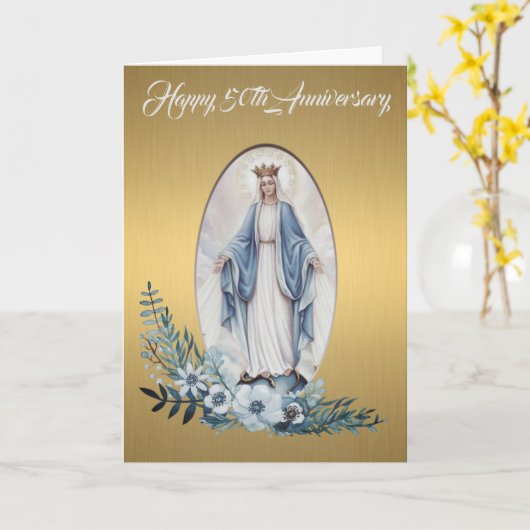 50周年記念結婚式 | 聖母マリア | ゴールド カード (黄色い花)