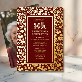 50周年記念結婚招待状ゴールデン 箔招待状