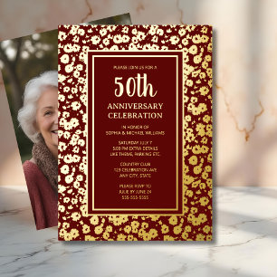 50周年記念結婚招待状ゴールデン 箔招待状