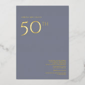 50周年記念結婚招待状ダスティブルー 箔招待状 (正面)