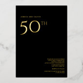 50周年記念結婚招待状ブラック&金ゴールド 箔招待状 (正面)