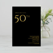 50周年記念結婚招待状ブラック&金ゴールド 箔招待状 (立ち正面)