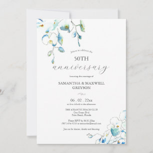 50周年記念結婚招待状青い花 招待状