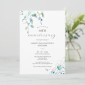 50周年記念結婚招待状青い花 招待状 (スタンド正面)