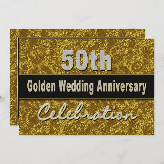 50周年記念結婚招待状 – ゴールデン 招待状 (正面/裏面)
