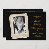 50周年記念結婚招待状-ヴィンテージ/写真 招待状 (正面/裏面)