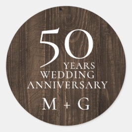 50周年記念結婚木材素朴 ラウンドシール