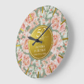 50周年記念結婚水カラーフローラ金ゴールド ラージ壁時計 (傾斜)