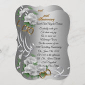 50周年記念結婚白薔薇の更新を誓う 招待状 (正面/裏面)