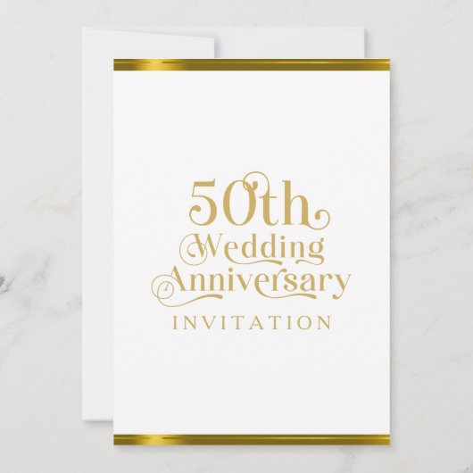 50周年記念結婚白金ゴールドタイポグラフィ 招待状 (裏面)