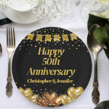 50周年記念結婚的ハッピーブラック&金ゴールド