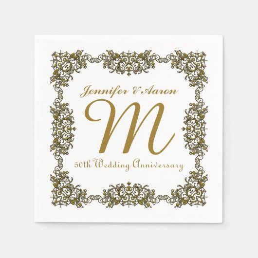 50周年記念結婚紙ナプキンス スタンダードカクテルナプキン (正面)