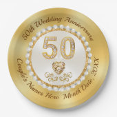 50周年記念結婚紙プレート、7インチまたは9インチ ペーパープレート (正面)