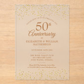 50周年記念結婚紙吹雪金ゴールド アクリル招待状 (正面)