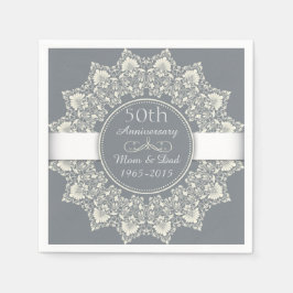 50周年記念結婚観賞用ラウンドレース スタンダードカクテルナプキン