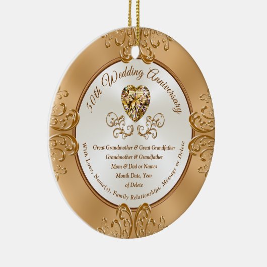 50周年記念結婚贈り物50周年記念 セラミックオーナメント (右)