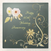 50周年記念結婚贈答品コースター ガラスコースター (正面)