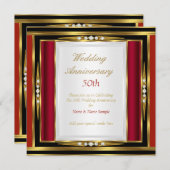 50周年記念結婚赤金ゴールドブラックダイヤモンド1 招待状 (正面/裏面)