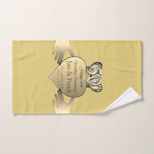 50周年記念結婚金のカドー バスタオルセット (ハンドタオル)