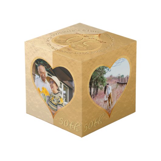 50周年記念結婚金のフォトキューブ フォトキューブ (裏面アングル)