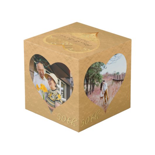 50周年記念結婚金のフォトキューブ フォトキューブ (裏面アングル)