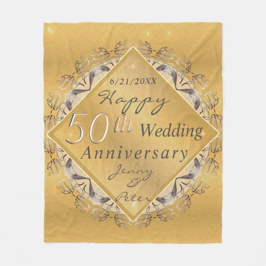 50周年記念結婚金オークル フリースブランケット (正面)