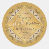 50周年記念結婚金オークレステッカー ラウンドシール (正面)