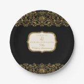 50周年記念結婚金ゴールドアールヌーボーパーティー ペーパープレート (正面)