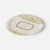 50周年記念結婚金ゴールドアールヌーボー ペーパープレート (アングル)