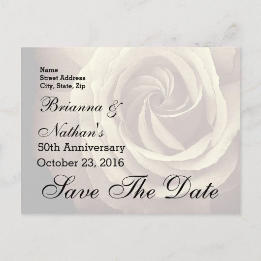 50周年記念結婚金ゴールドエレガントバラA017 案内ポストカード (裏面)