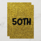 50周年記念結婚金ゴールドグリッター 招待状 (正面/裏面)