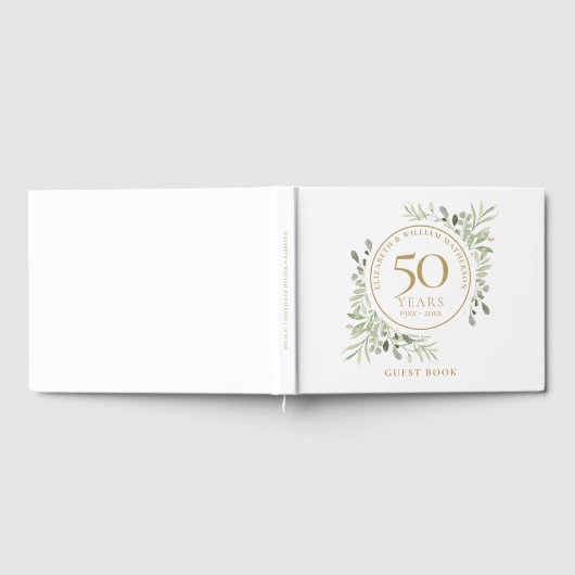 50周年記念結婚金ゴールドグリーンリーウォーター色 ゲストブック (全面)