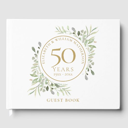 50周年記念結婚金ゴールドグリーンリーウォーター色 ゲストブック (正面)