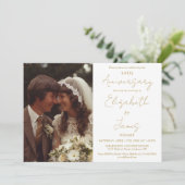 50周年記念結婚金ゴールドスクリプト写真結婚 招待状 (スタンド正面)