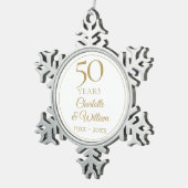 50周年記念結婚金ゴールドスクリプト スノーフレークピューターオーナメント (右)