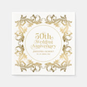 50周年記念結婚金ゴールドタイポグラフィフレーム3 スタンダードカクテルナプキン (正面)