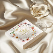 50周年記念結婚金ゴールドタイポグラフィ花 スタンダードカクテルナプキン