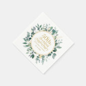 50周年記念結婚金ゴールドタイポグラフィ スタンダードカクテルナプキン (角)